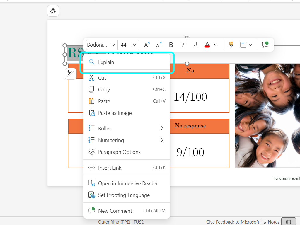 デスクトップ版「Microsoft PowerPoint」に「Explainer」と呼ばれるAI解説ツールが追加