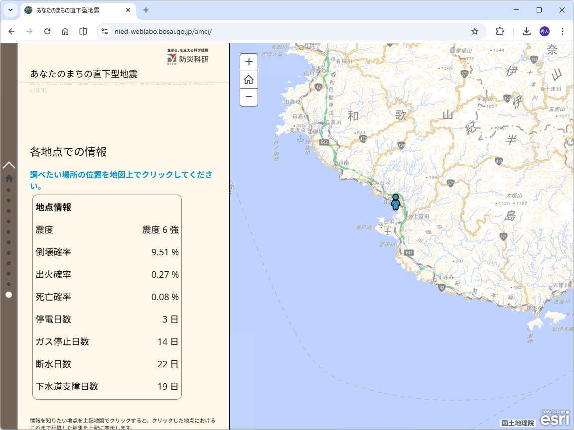 指定した地点における上記情報のまとめ