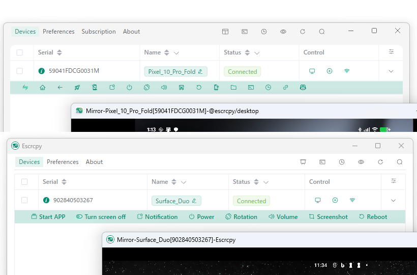 新バージョン（上）と旧バージョン（下）のタイトルバーとツールバー