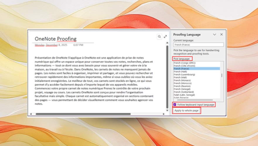 「OneNote」で校正言語の柔軟な設定に対応