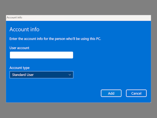 ［アカウント］－［その他のユーザー］設定ページのダイアログデザイン（現行）