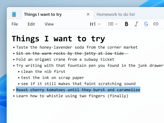 「メモ帳」が更新、Markdown記法のサポートが拡充