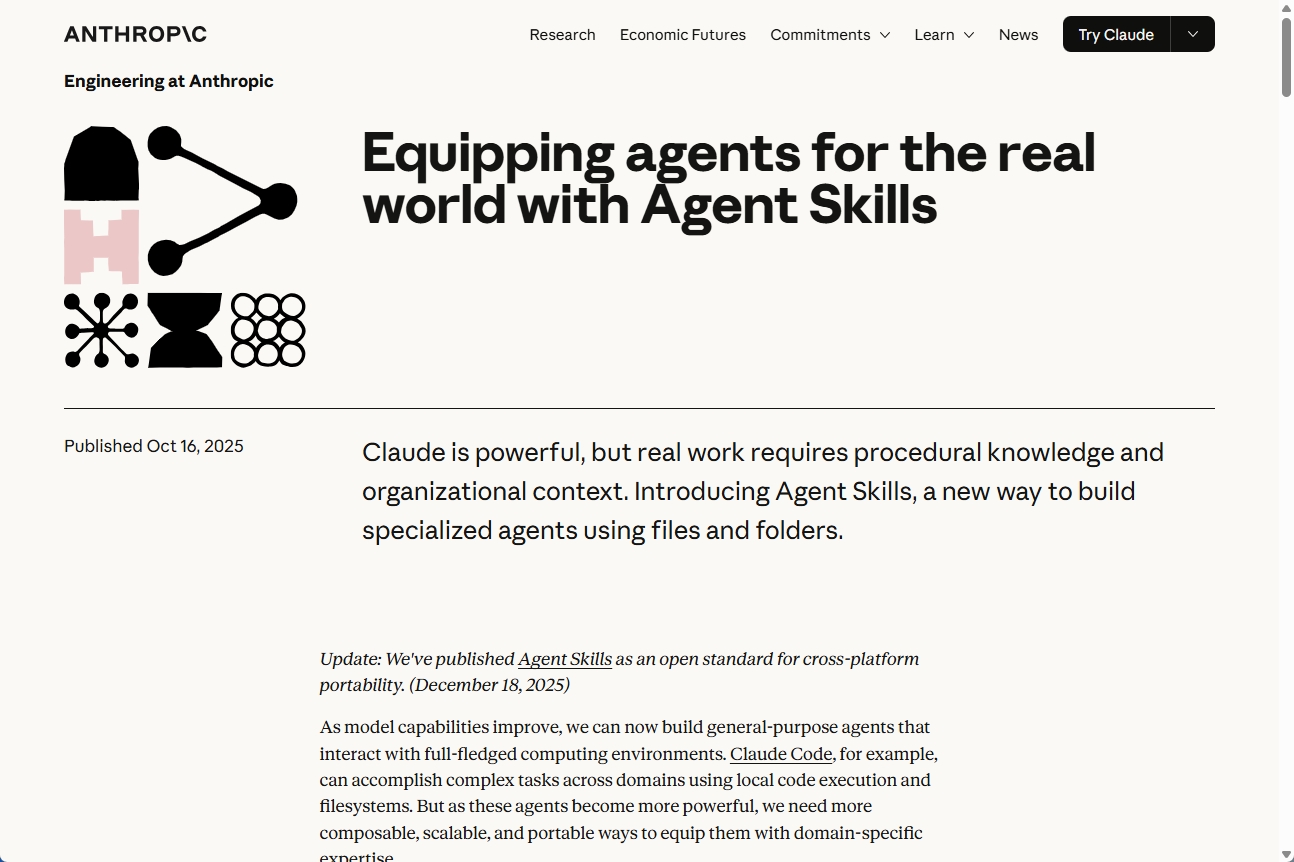 2025年10月、Anthropicは「Agent Skills」を発表した