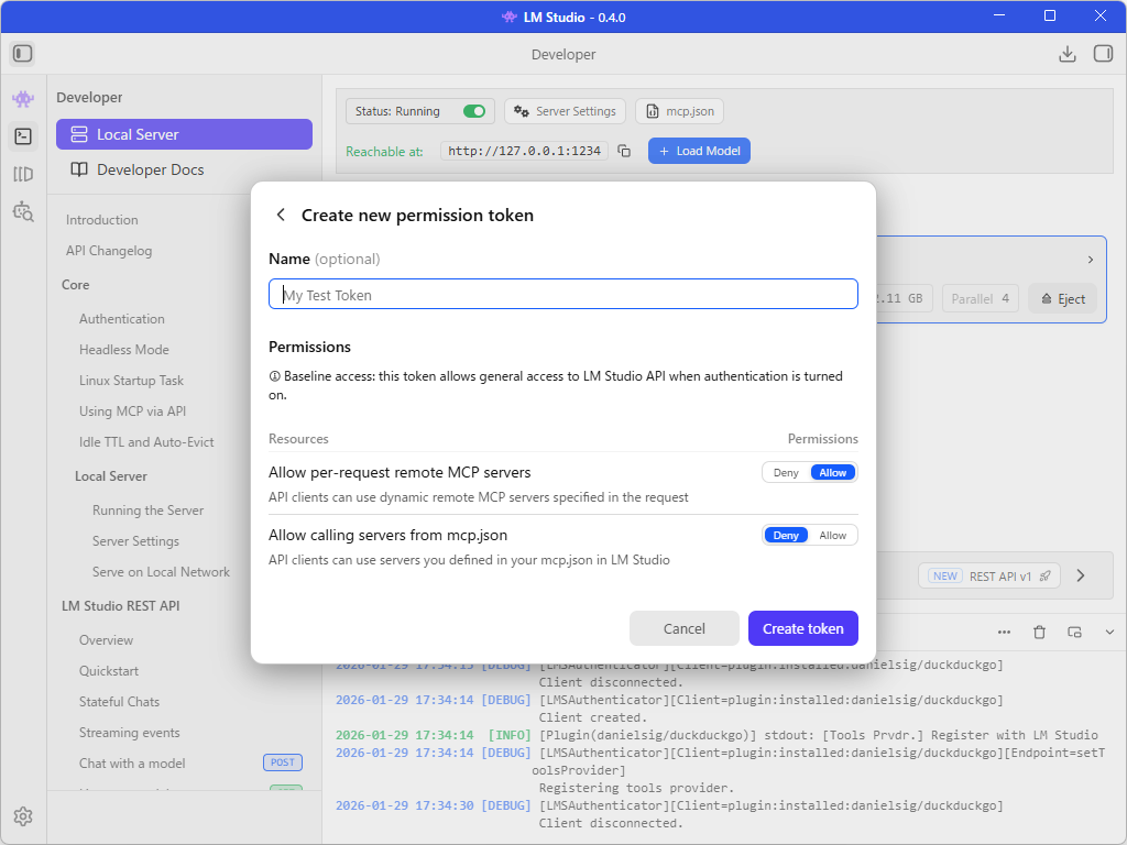 特定のクライアントからしか「LM Studio」サーバーにアクセスできないように制御する権限キー（Permission keys）の仕組み