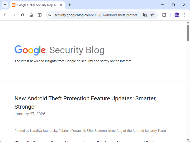 公式ブログ「Google Online Security Blog」