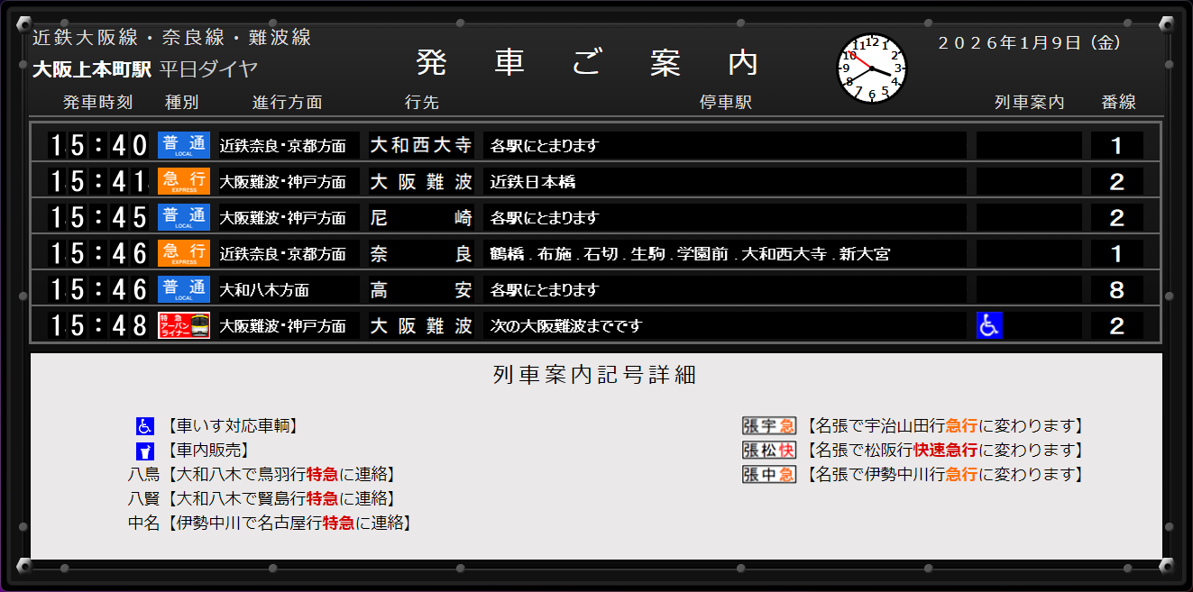 「パタパタ大阪上本町駅」