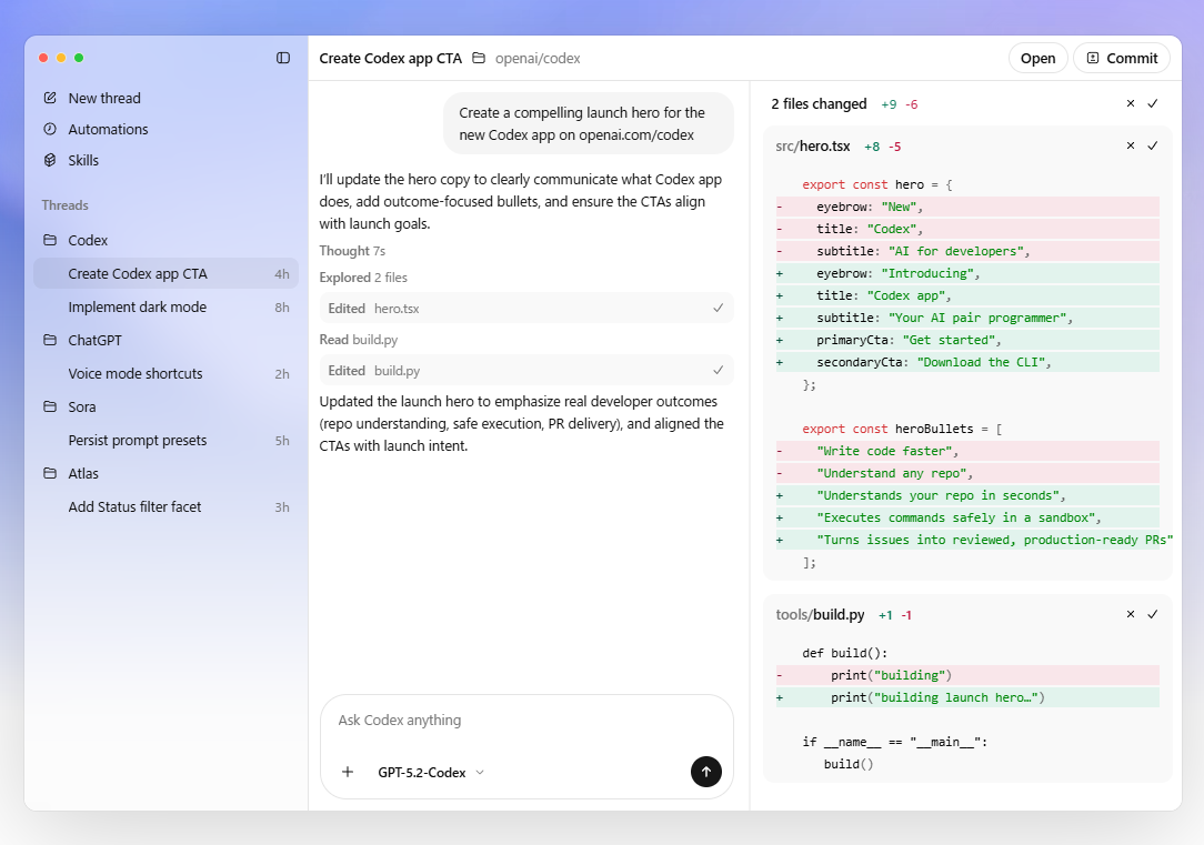 OpenAI、「Codex」アプリを発表