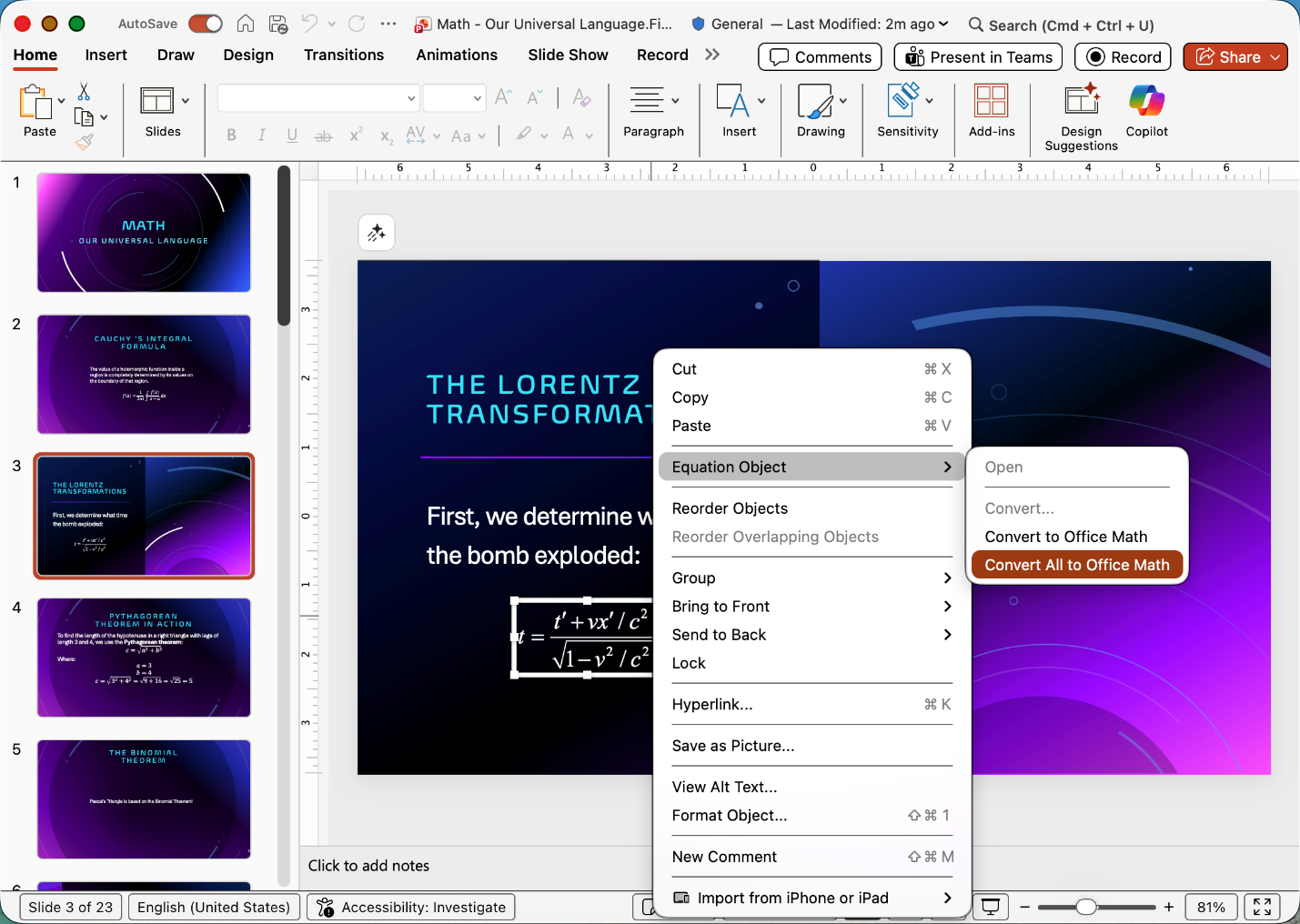 古い数式表現を現行の数式表現「Office Math」へ一括変換
