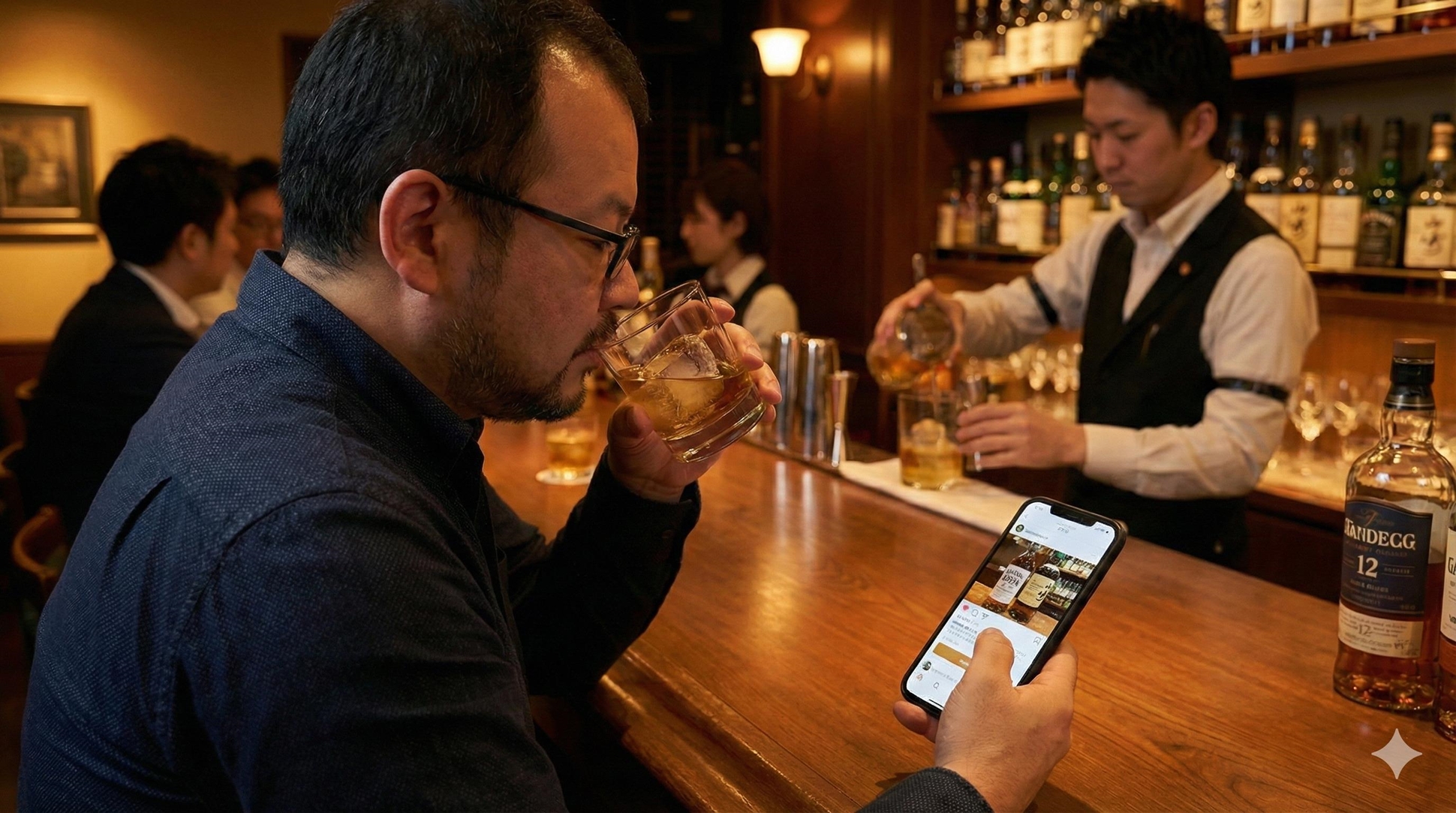 飲んだウイスキーの情報を記録するアプリを作ってみたい（画像はGeminiで妄想を生成したもの）