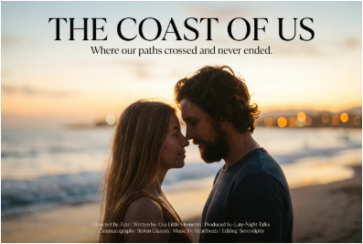 写真を参考にロマンス映画風のポスターを生成した例