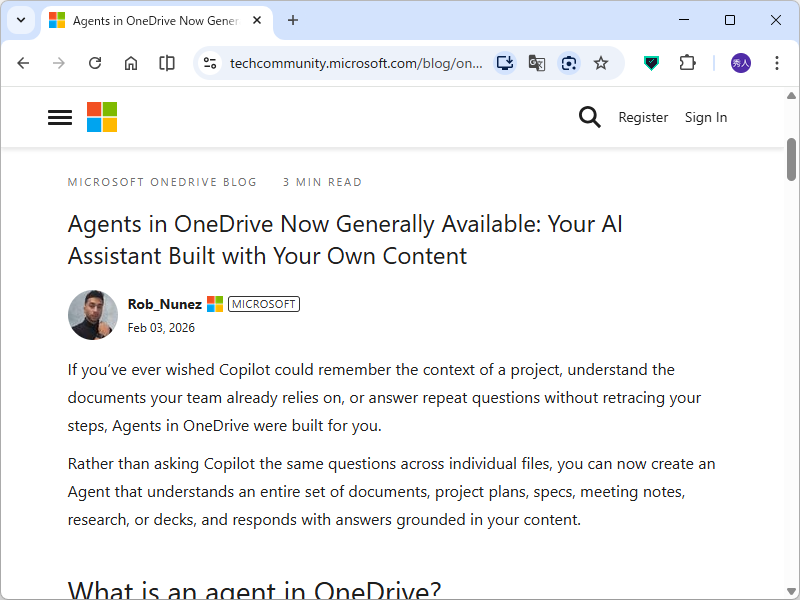 Microsoft、「Agents in OneDrive」を一般提供