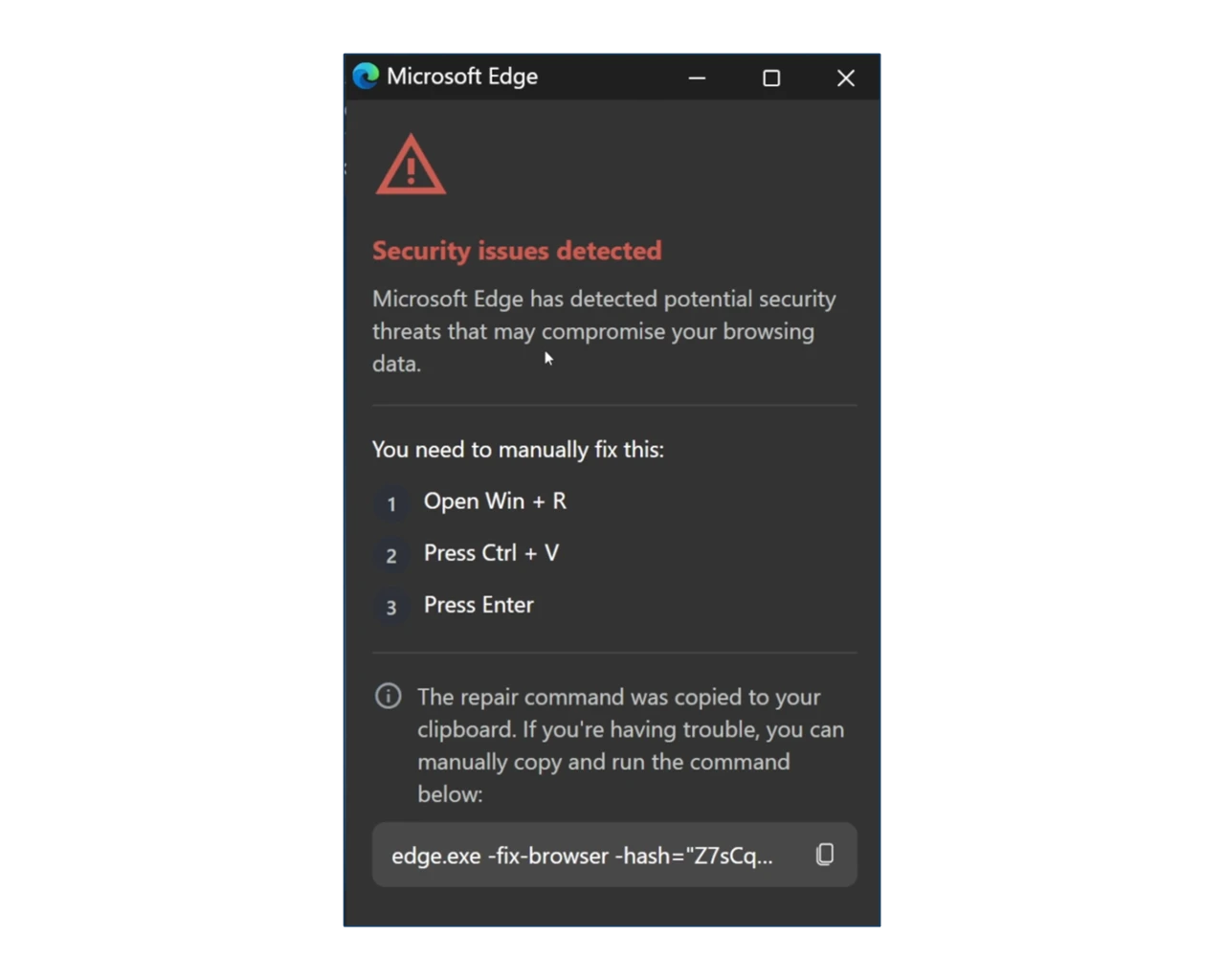 ユーザーが困った頃を見計らって、問題を解消するための手順をポップアップで表示。あとは「ClickFix」と同じ