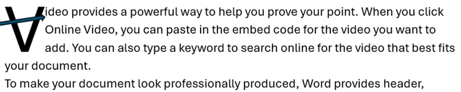 最初の文字を大きく表示する「ドロップキャップ」でも1文字目の隣にある文章が飛ばされることなく、正しい順序で読み上げられる