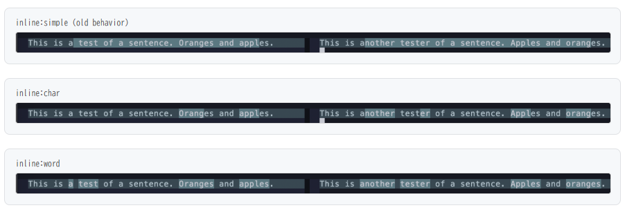 文字ごと、単語ごとの差分ハイライト