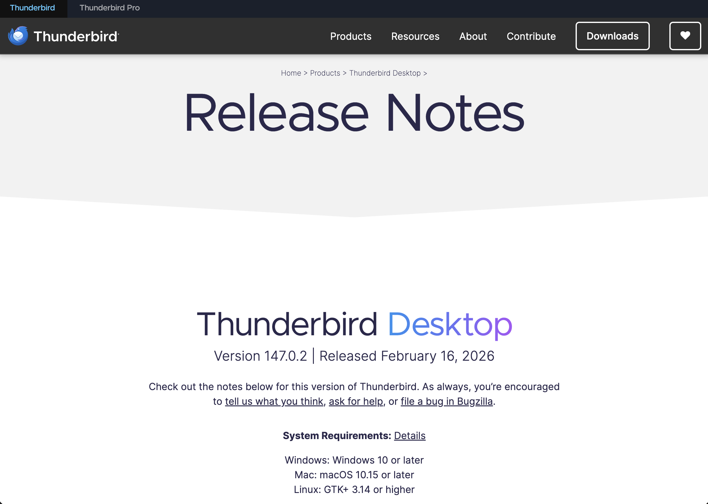 「Thunderbird」v147.0.2がリリース