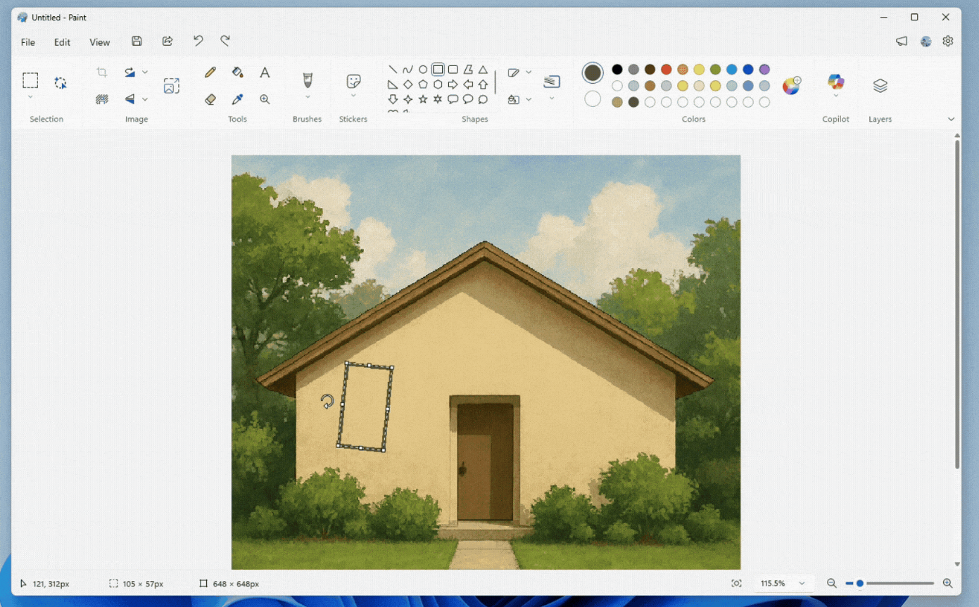 「ペイント」に選択範囲の自由回転機能