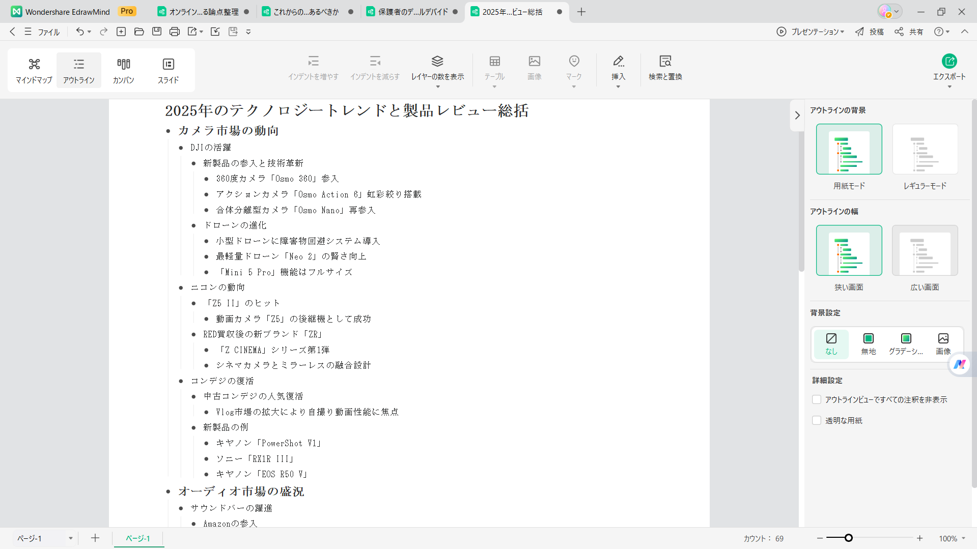 アウトライン表示