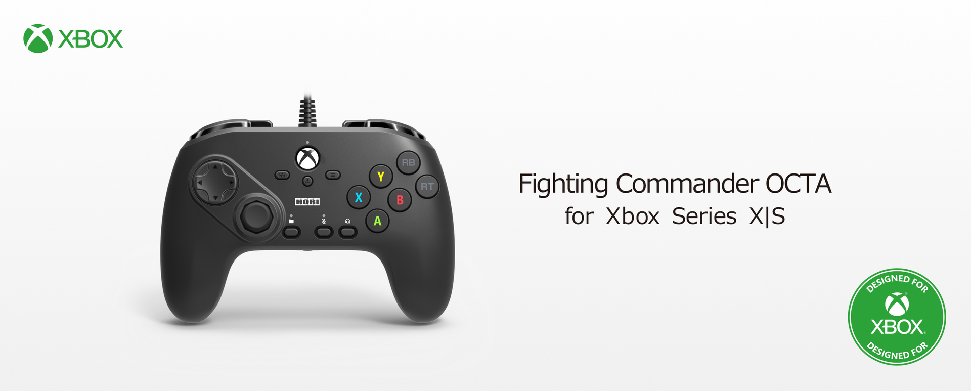 HORIの「Fighting Commander OCTA for Xbox Series X|S」。6ボタンの特殊仕様だがXbox公式ライセンス商品だ