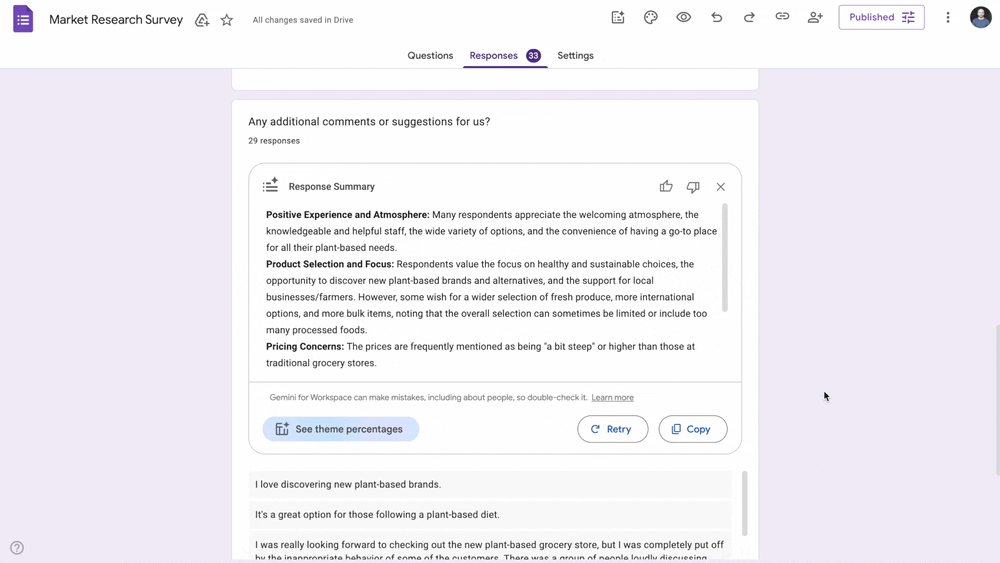 「Google Forms」の記述式回答をGeminiで分析可能に