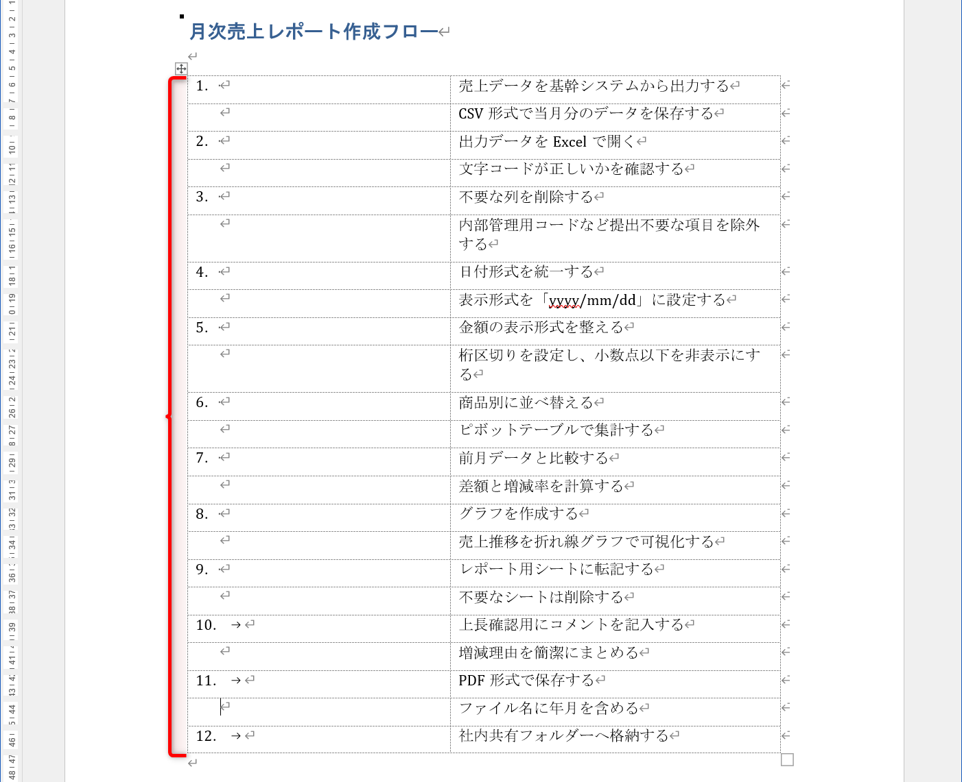 同様に不要な番号を削除しておく