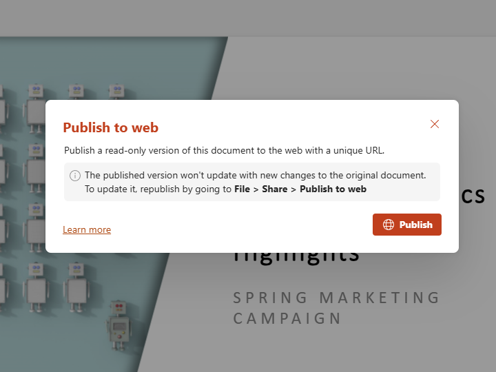 Microsoft、「Microsoft 365」アプリの新機能「Publish to web」（Webへ公開）を発表
