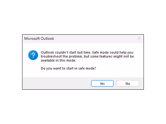 クラシック版「Outlook」アプリのエラー