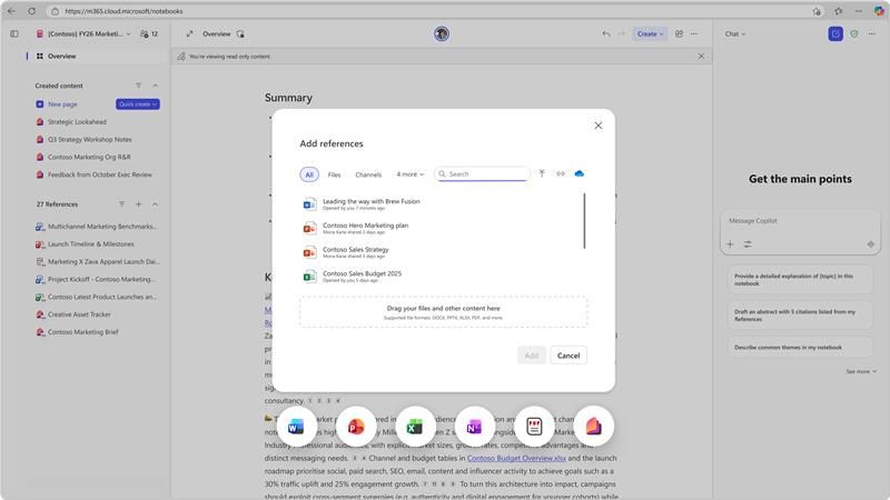 さまざまなクラウドコンテンツを参照として追加