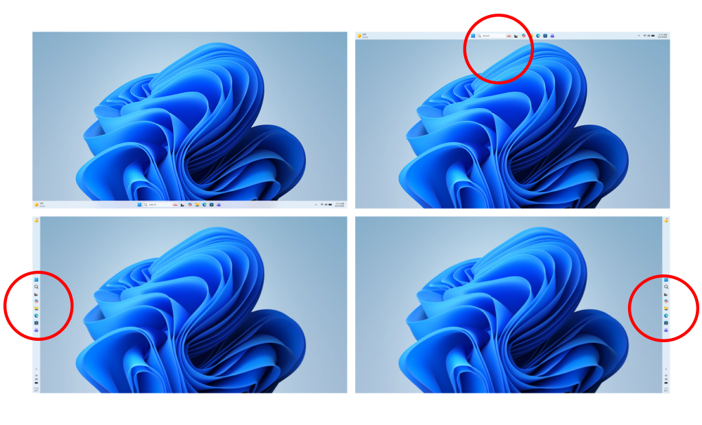 タスクバーをデスクトップの好みの位置に
