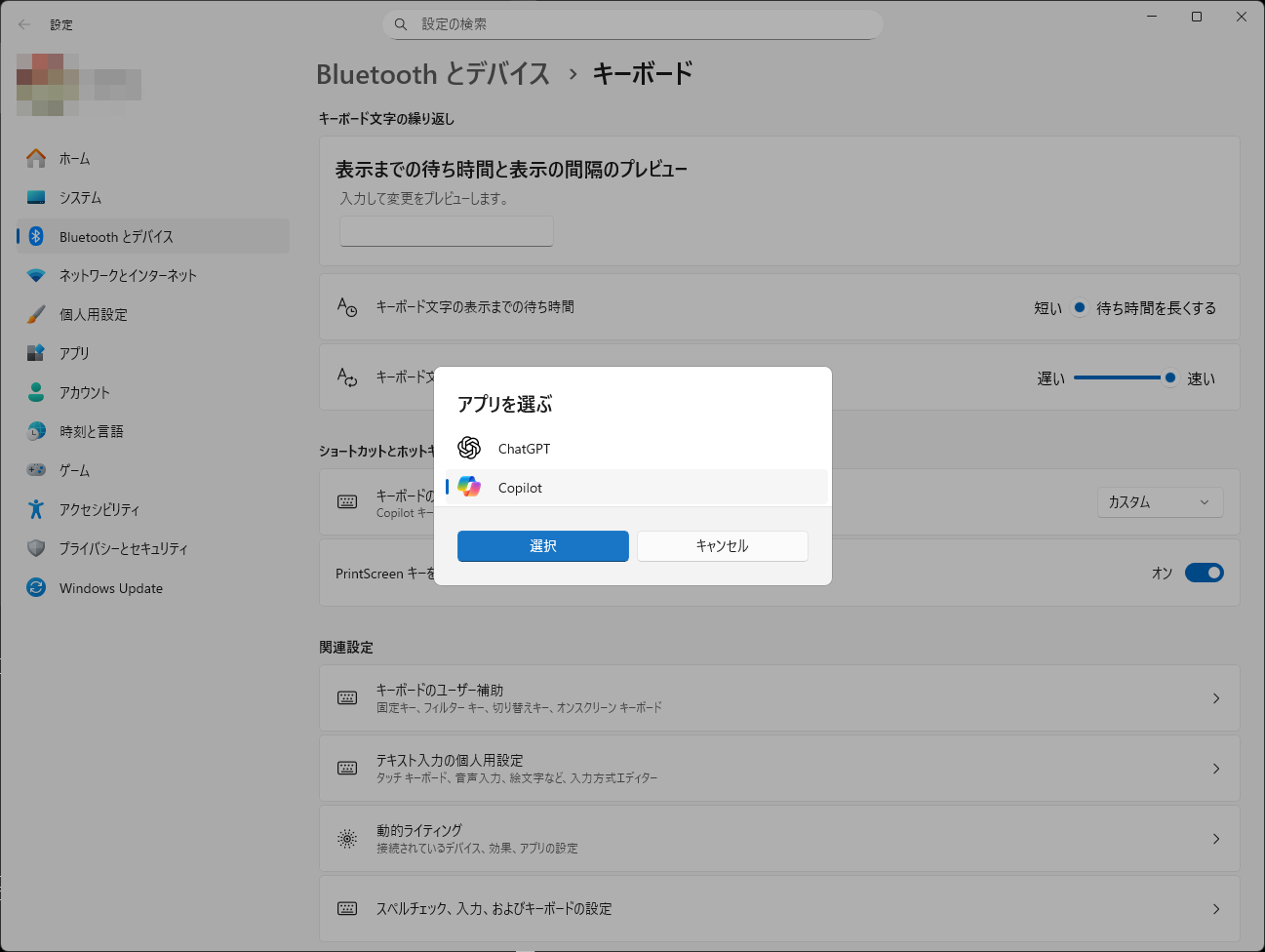 アプリは「Copilot」を選択