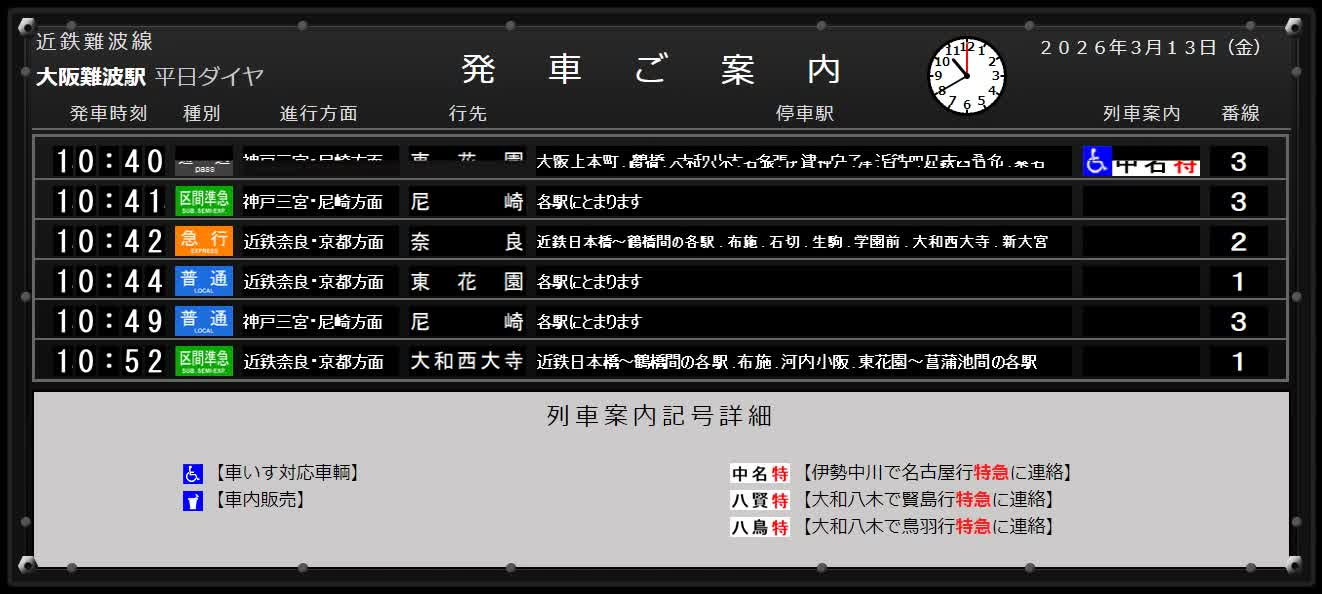 「パタパタ大阪難波駅」