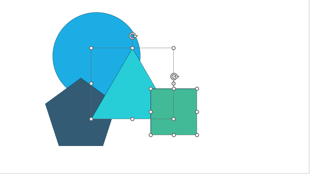 三角形と四角形の前後を保ったまま、一番上（最前面）に移動できた