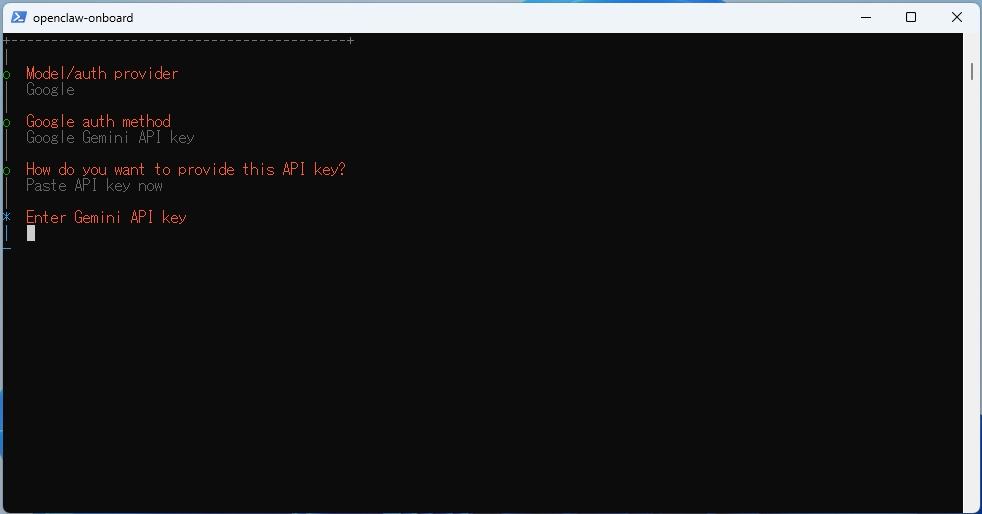 AIモデルは［Google］を選んでAPIキーを入力する