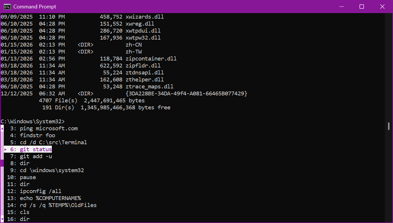 新しい「ポップアップ」履歴ウィンドウ（［F7］キー）