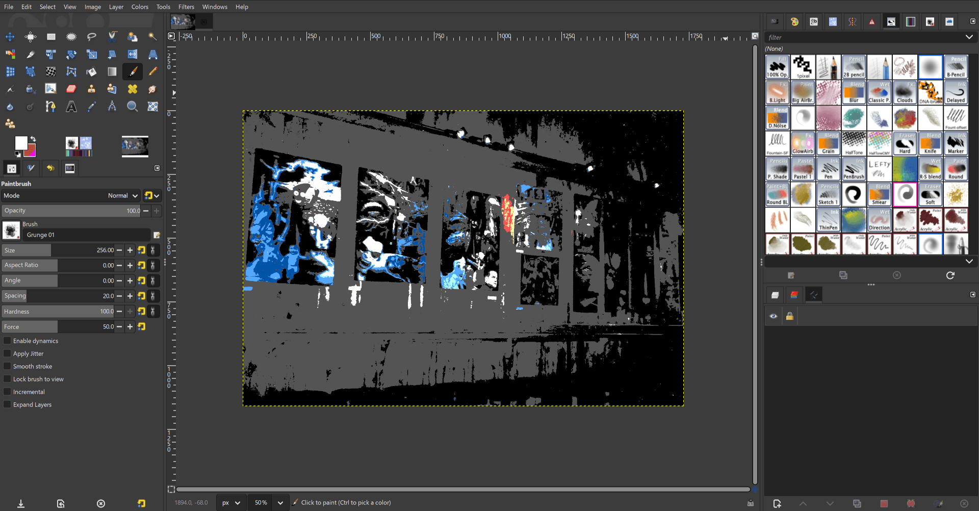 「RGB」から「EGA」へカラーモードを変換した様子