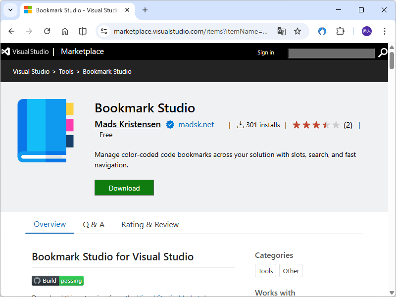 Microsoft、「Visual Studio」のブックマーク機能を補完する「Bookmark Studio」を発表