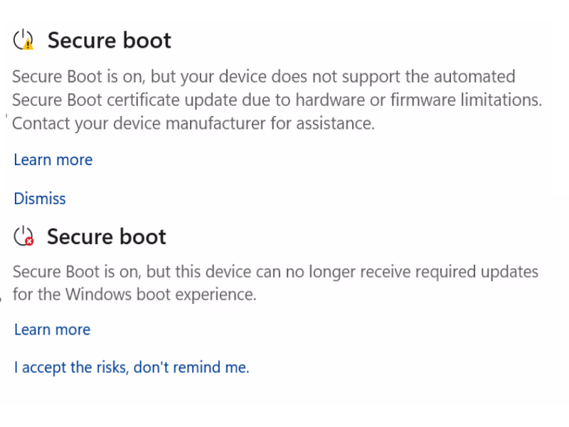 Microsoft、「Windows セキュリティ」アプリに「セキュア ブート」証明書の更新状況を示すバッジを導入