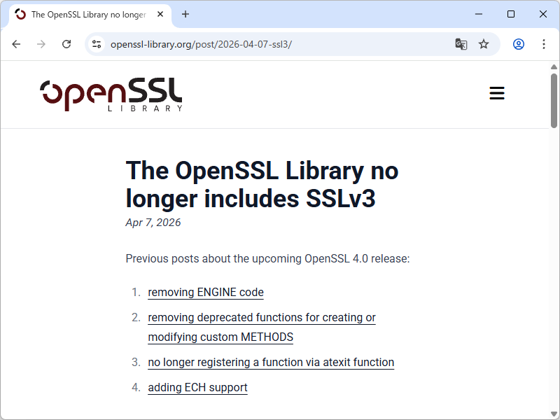 「OpenSSL」プロジェクトの公式ブログ