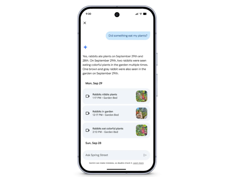 自然な言葉で動画履歴を検索できる