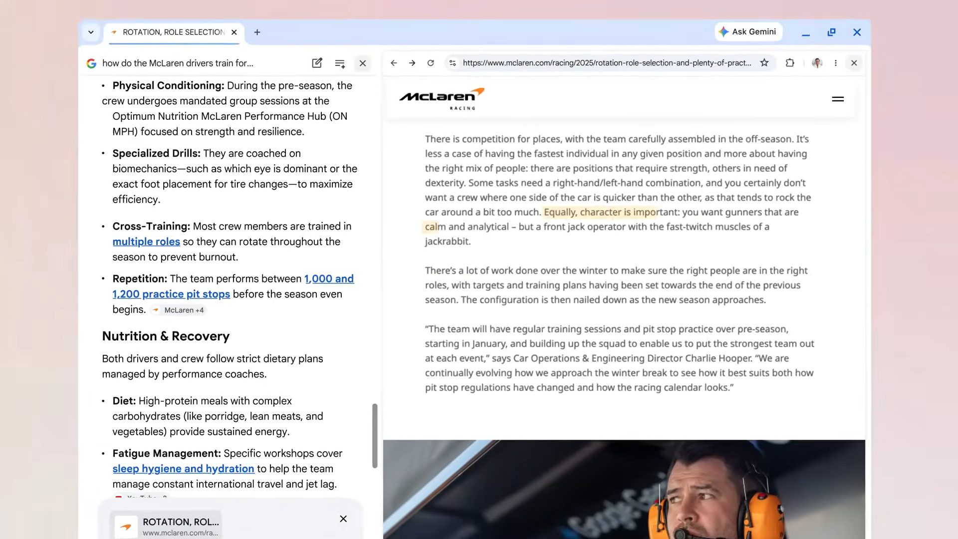 「AI モード」のリンクをクリックした際、そのページと「AI モード」を並べて表示できるように