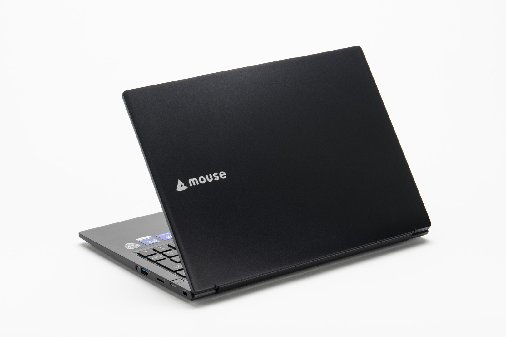 天面は「mouse」のロゴ。カラーはオーソドックスなマットブラックだ