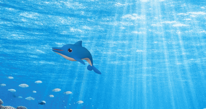 ドラッグするとくるくると泳ぎ回る