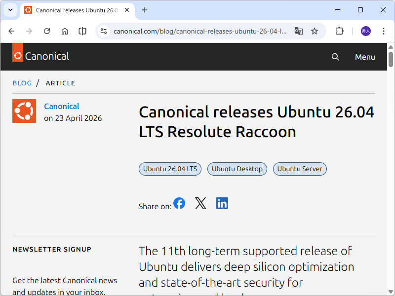 Canonical、「Ubuntu 26.04 LTS」の一般提供を開始
