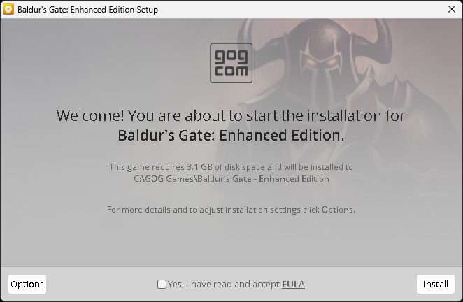 実行ファイルを起動すると、インストーラーが立ち上がった