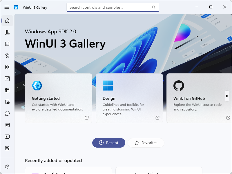 「WinUI 3 Gallery」アプリ