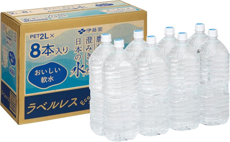 伊藤園 磨かれて、澄みきった日本の水 2L×8本（ラベルレス）