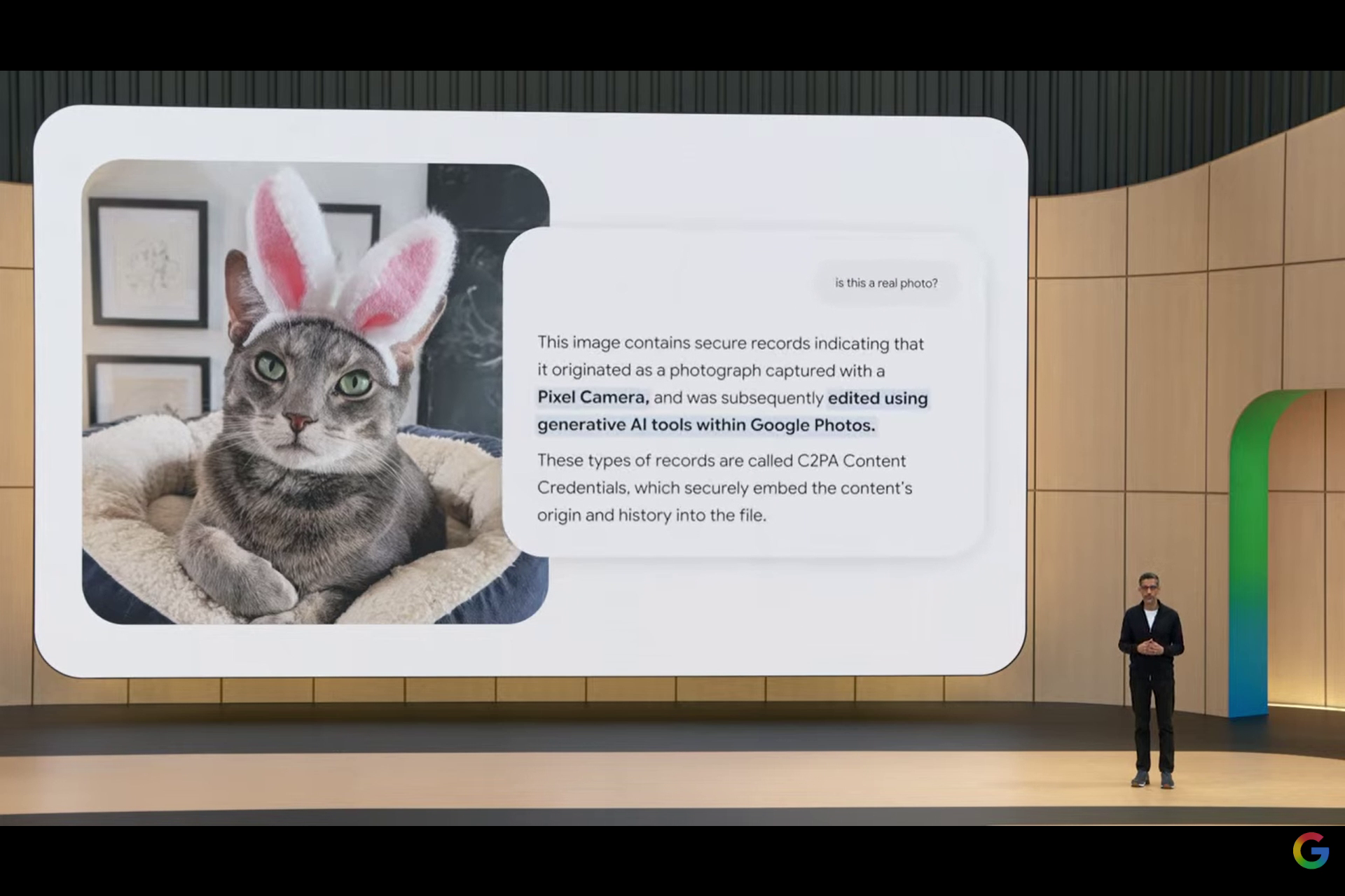 Pixelのカメラで撮影して「Google フォト」のAIで編集されたことがわかる