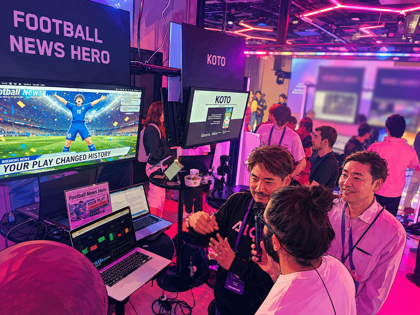 フィンランドでAI駆動開発中のゲームをプレゼンする筆者⭐️Gemini加工済みです。雰囲気をご想像ください