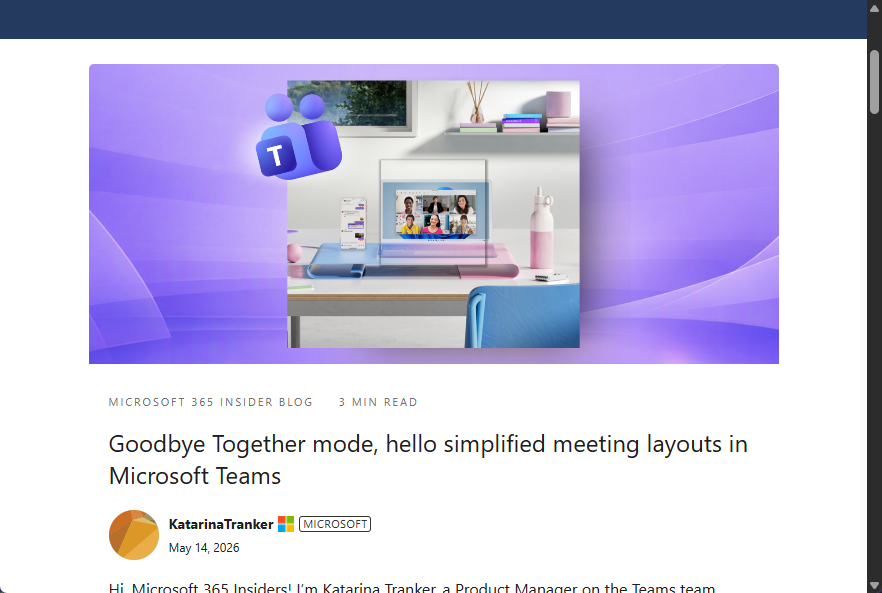 「Microsoft Teams」の［Together モード］を廃止へ（出典：Microsoft）