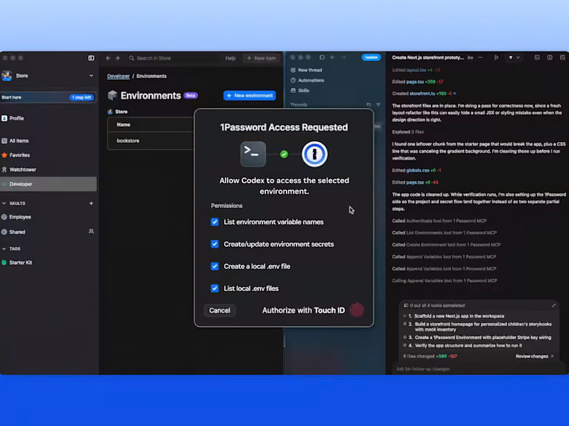 「1Password」が「Codex」と連携、ローカルMCPを活用して機密情報を安全に管理