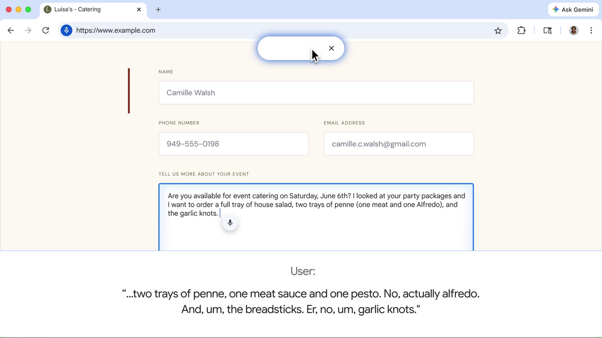 Chromeが音声入力に対応（同社サイトより引用）